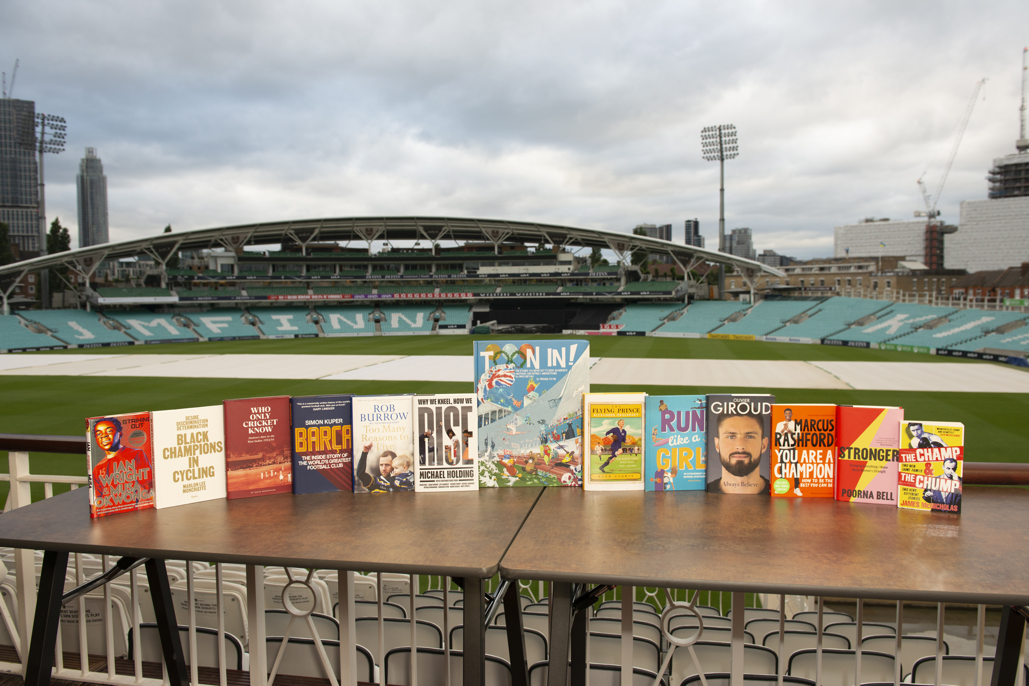 The Sports Book Awards Winners 2022, In Association with the Sunday Times., stacked at the Kia Oval.